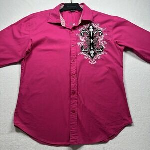 Victorious Vintage Mens XL Button Down Long Sleeve Shirt Streetwear Graphic